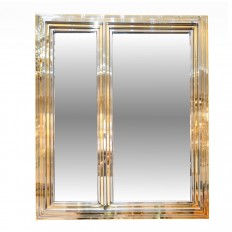 Monumental two tone double paned mirror 